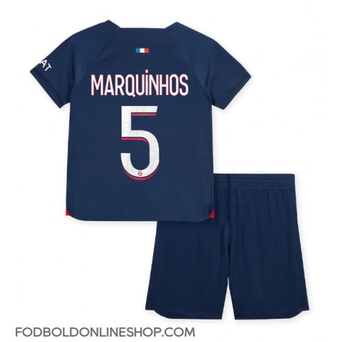 Paris Saint-Germain Marquinhos #5 Hjemme Trøje Børn 2023-24 Kortærmet (+ Korte bukser)